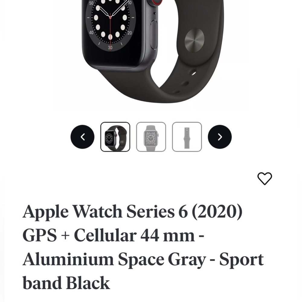apple watch Series 6 GPS + Cellular 44mm with white band